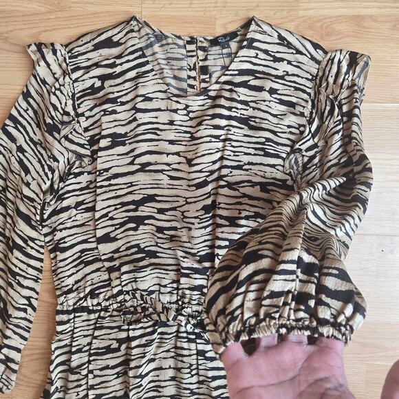 NWT Rails Womens Ora Mini Dress Large Ruffle Balloon Sleeve Satin Boho Peasant - Picture 4 of 12